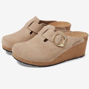 Papillio by Birkenstock Fanny Wedge Clog - Suede in warm sand size 38 New